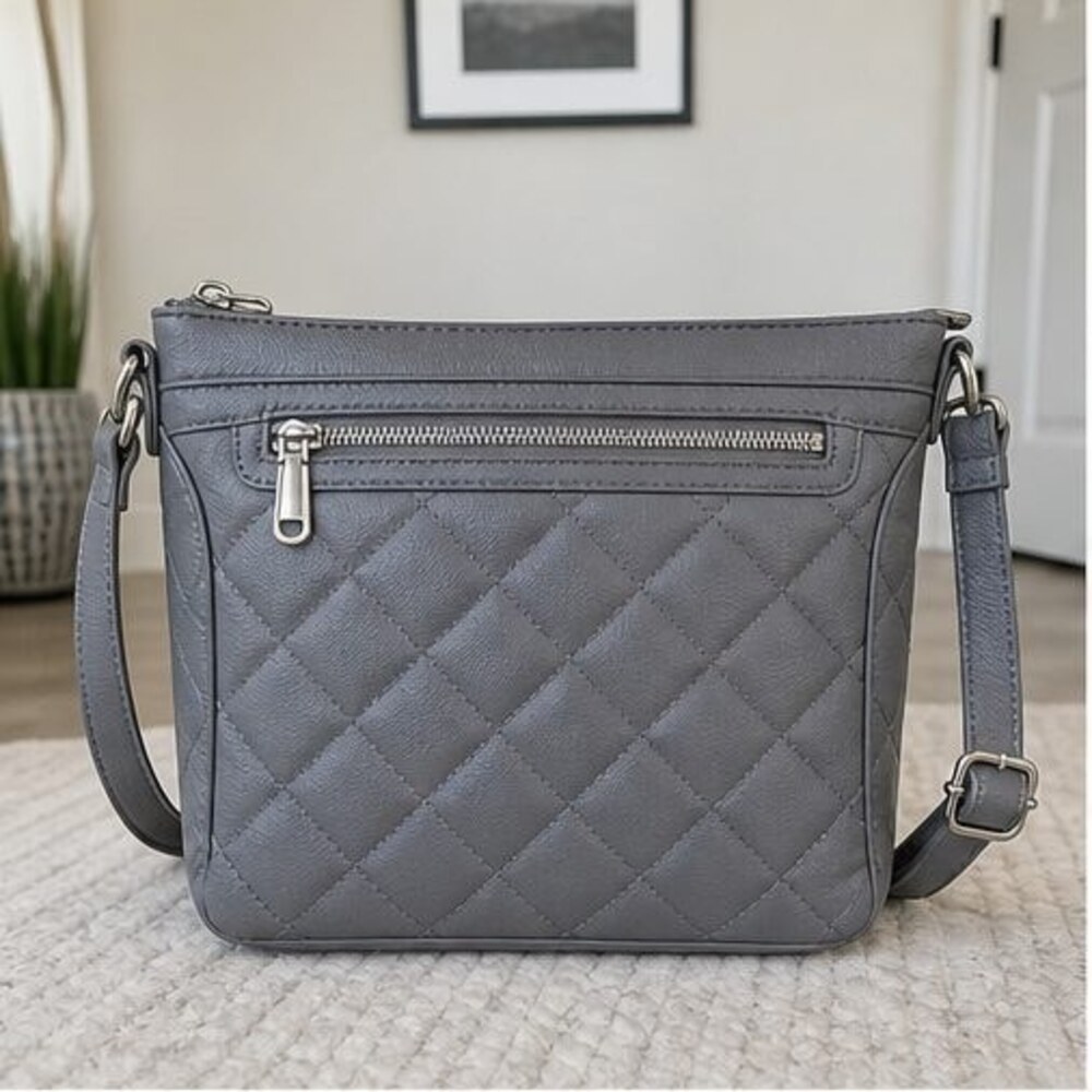 Gray Quilted Crossbody Bag